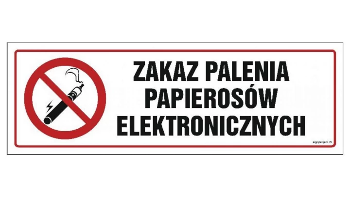 ZNAK - NC090 Zakaz palenia papierosów elektronicznych 30 x 10 cm PN - Płyta 1mm