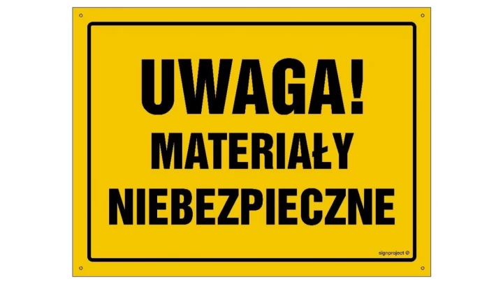 ZNAK - OA023 Uwaga! Materiały niebezpieczne 80 x 57 cm FN - Folia samoprzylepna