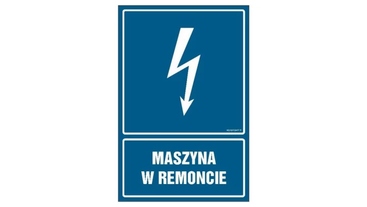 ZNAK - HG029 Maszyna w remoncie 35 x 52,5 cm FN - Folia samoprzylepna