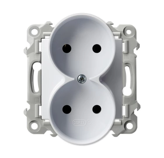 SZAFIR Gniazdo podwójne moduł bez ramki biały GP-2ZR/m/00