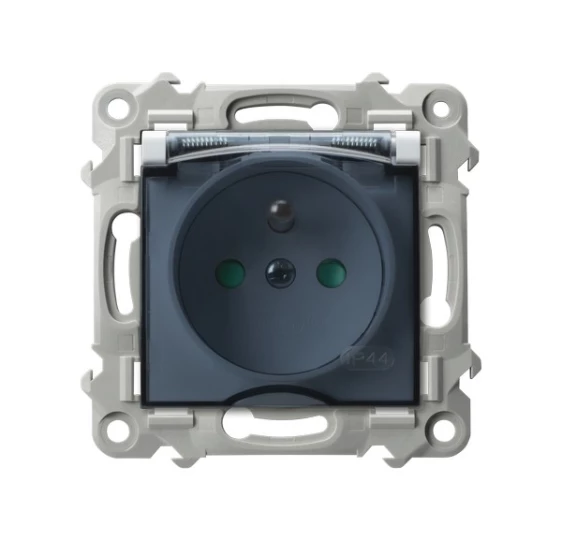 SZAFIR Gniazdo bryzgoszczelne z uziemieniem IP-44 z przesłonami torów prądowych wieczko przezroczyste biały GPH-1ZZP/m/00/d