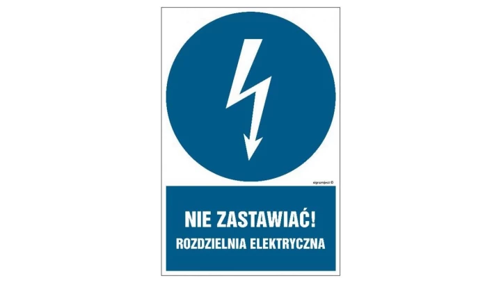 ZNAK - HE021 Nie zastawiać rozdzielnia elektryczna 50 x 75 cm PN - Płyta 1mm