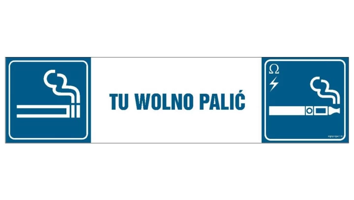 ZNAK - NC099 Tu wolno palić 80 x 20 cm FN - Folia samoprzylepna