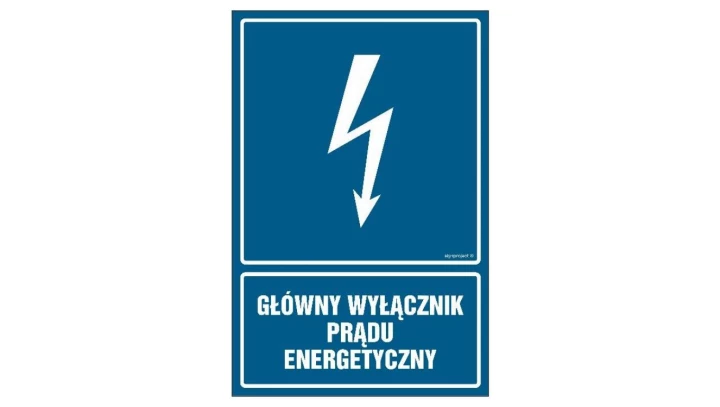 ZNAK - HG015 Główny wyłącznik energetyczny prądu 25 x 37,5 cm PN - Płyta 1mm