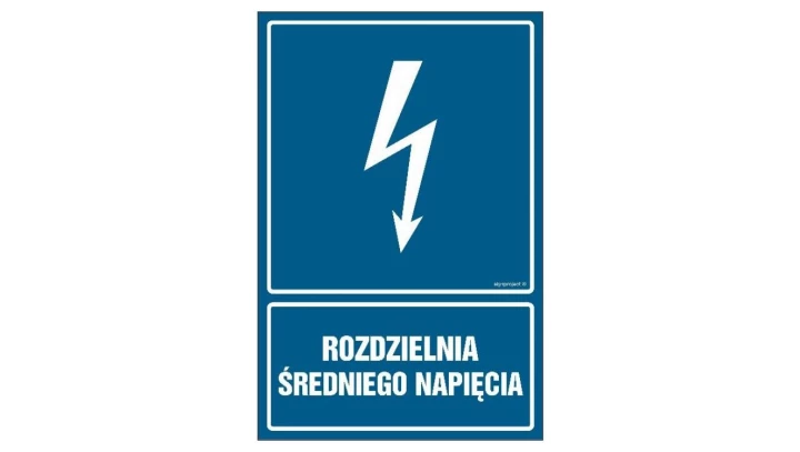 ZNAK - HG034 Rozdzielnia średniego napięcia - arkusz 9 naklejek 5 x 7,5 cm FN - Folia samoprzylepna