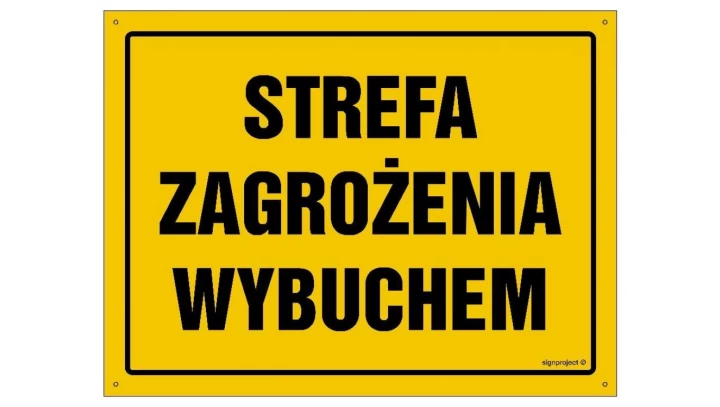 ZNAK - OA160 Strefa zagrozenia wybuchem 45 x 32 cm BN - Płyta żółta 0,6mm