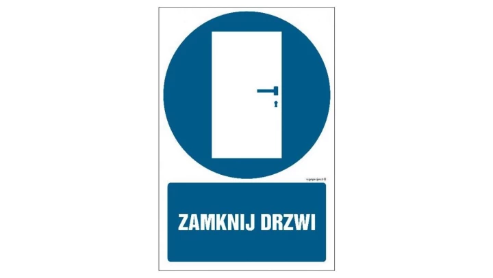 ZNAK - GL034 Zamknij drzwi 25 x 37,5 cm FS - Folia samoprzylepna foto.
