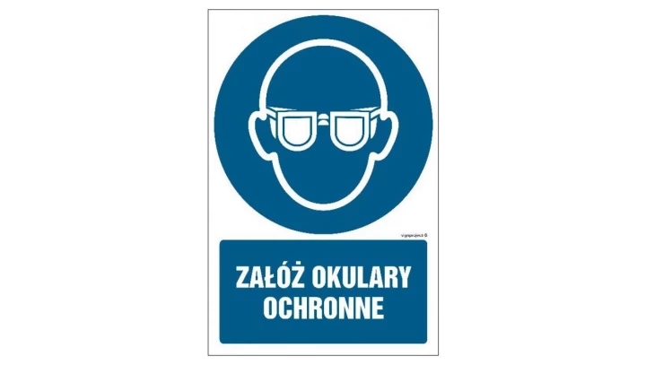 ZNAK - GL051 Załóż okulary ochronne - opakowanie 10 sztuk 5 x 7,5 cm KS - Folia podłogowa foto.