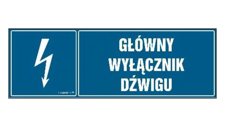 ZNAK - HH023 Główny wyłącznik dźwigu 30 x 10 cm FN - Folia samoprzylepna