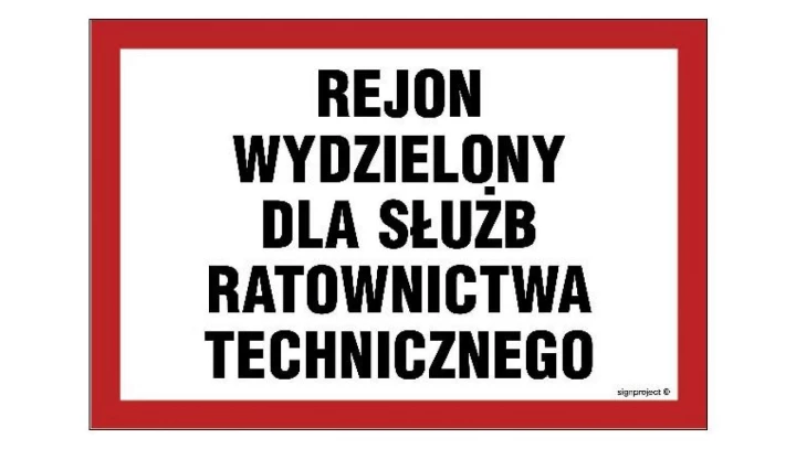 ZNAK - NC034 Rejon wydzielony dla służb ratownictwa technicznego 60 x 40 cm FN - Folia samoprzylepna