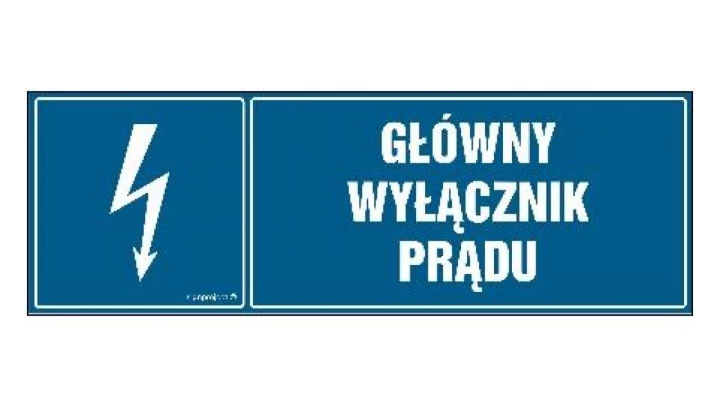 ZNAK - HH014 Główny wyłącznik prądu 30 x 10 cm FN - Folia samoprzylepna