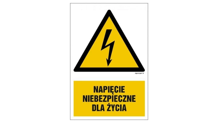 ZNAK - HA002 Napięcie niebezpieczne dla życia 30 x 45 cm PN - Płyta 1mm