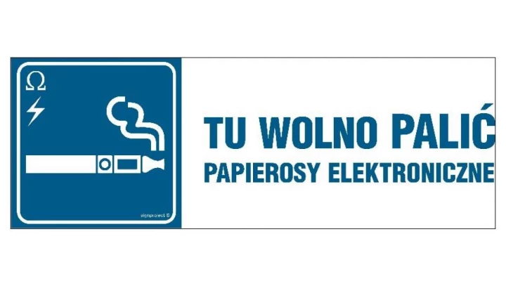 ZNAK - NC098 Tu wolno palić papierosy elektroniczne 60 x 20 cm FN - Folia samoprzylepna