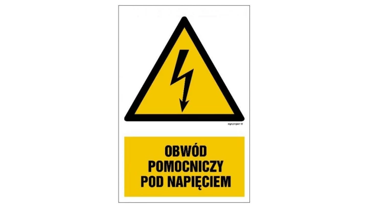 ZNAK - HA010 Obwód pomocniczy pod napięciem 50 x 75 cm PN - Płyta 1mm