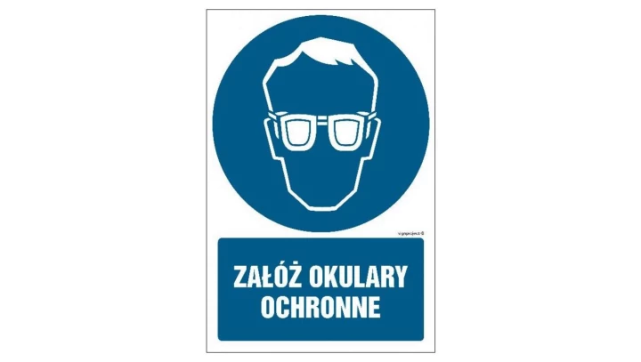 ZNAK - GL003 Załóż okulary ochronne 10 x 15 cm FN - Folia samoprzylepna