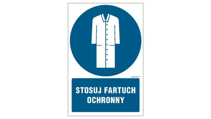 ZNAK - GL028 Stosuj fartuch ochronny 10 x 15 cm FS - Folia samoprzylepna foto.