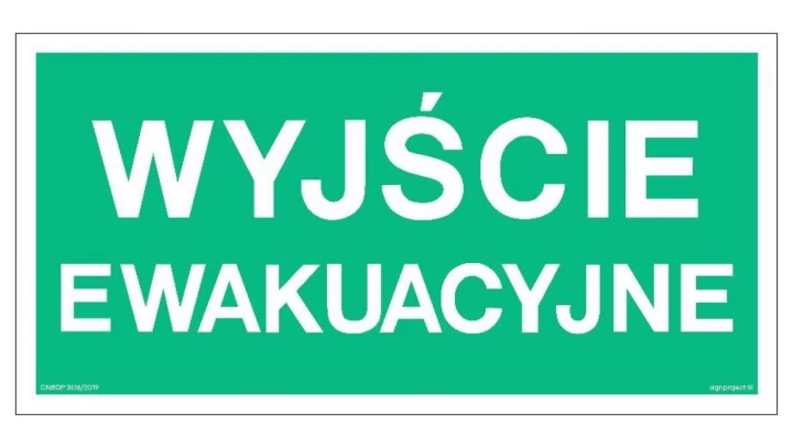 ZNAK - AA001 Wyjście ewakuacyjne 40 x 20 cm FS - Folia samoprzylepna foto.