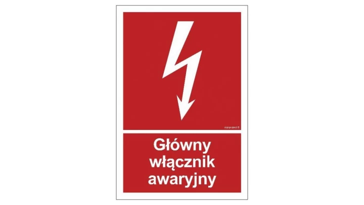 ZNAK - BC035 Główny włącznik awaryjny 10 x 14,8 cm KN - Folia podłogowa