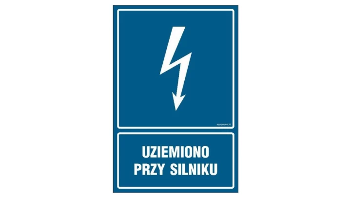 ZNAK - HG046 Uziemiono przy silniku 25 x 37,5 cm PN - Płyta 1mm
