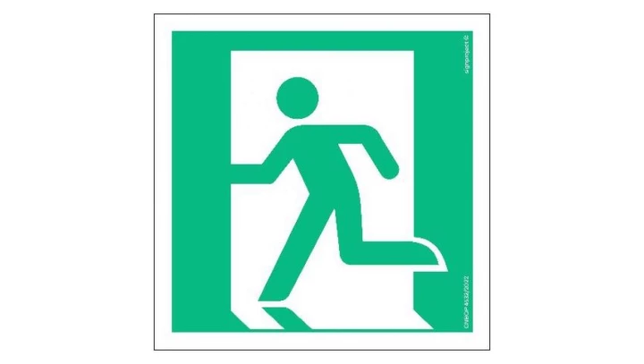 ZNAK - AE001 Wyjście ewakuacyjne lewostronne 35 x 35 cm TS - Płyta TD foto.