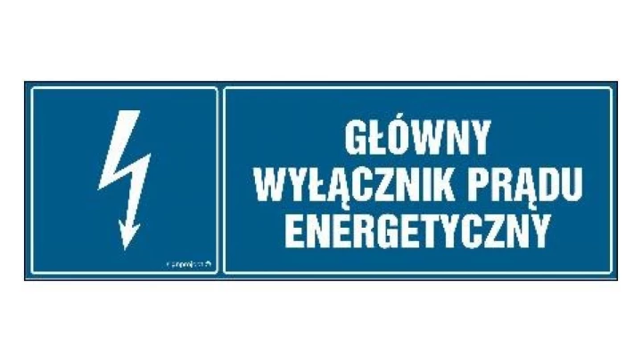 ZNAK - HH015 Główny wyłącznik energetyczny prądu 15 x 5 cm FN - Folia samoprzylepna