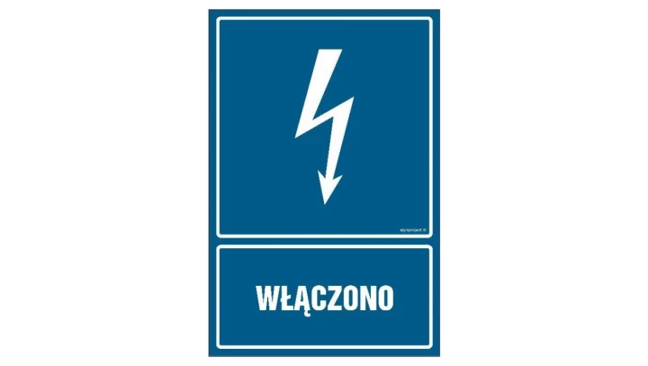 ZNAK - HG021 Włączono 70 x 105 cm FN - Folia samoprzylepna