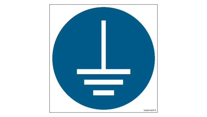 ZNAK - GJ005 Nakaz podłączenia uziemienia 35 x 35 cm FS - Folia samoprzylepna foto.