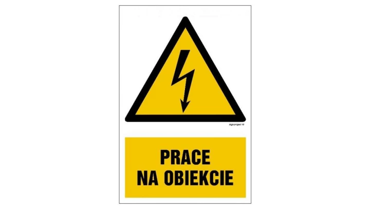 ZNAK - HA025 Prace na obiekcie 50 x 75 cm PN - Płyta 1mm