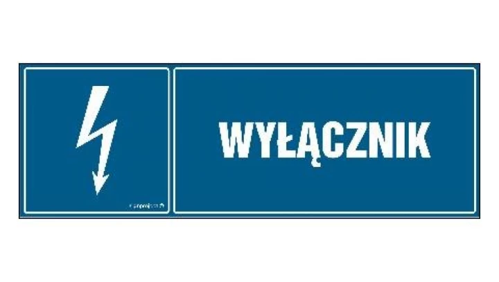 ZNAK - HH009 Wyłącznik - arkusz 8 naklejek - arkusz 8 naklejek 10 x 3,3 cm FN - Folia samoprzylepna