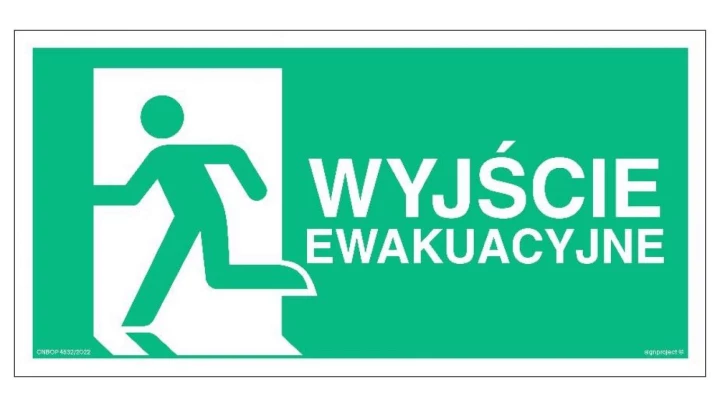 ZNAK - AC129 Wyjście ewakuacyjne w prawo 100 x 50 cm KS - Folia podłogowa foto.