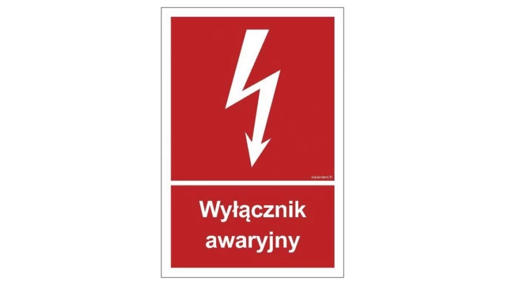 ZNAK - BC034 Wyłacznik awaryjny 10 x 14,8 cm PN - Płyta 1mm