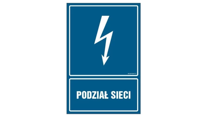 ZNAK - HG002 Podział sieci - opakowanie 10 sztuk 5 x 7,5 cm PN - Płyta 1mm