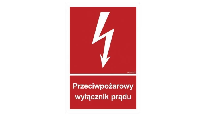 ZNAK - BB012 Przeciwpożarowy wyłącznik prądu 35 x 51,8 cm FS - Folia samoprzylepna foto.