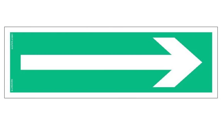 ZNAK - AA008 Kierunek drogi ewakuacyjnej 60 x 20 cm TS - Płyta TD foto.