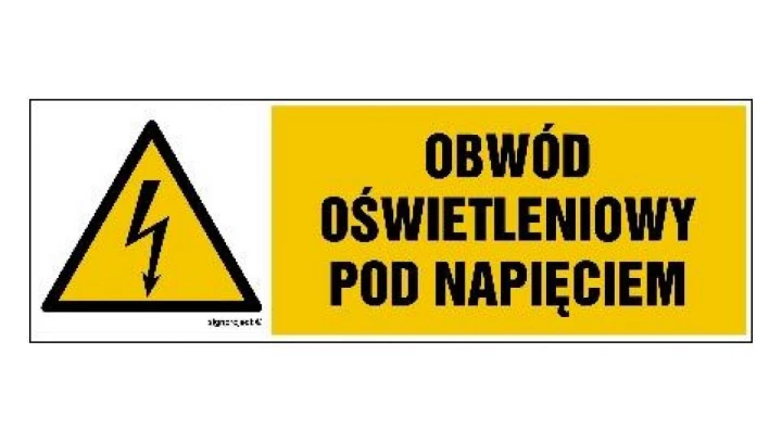 ZNAK - HB009 Obwód oświetleniowy pod napięciem 30 x 10 cm FN - Folia samoprzylepna