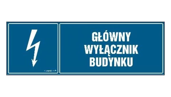 ZNAK - HH013 Główny wyłącznik budynku 15 x 5 cm FN - Folia samoprzylepna
