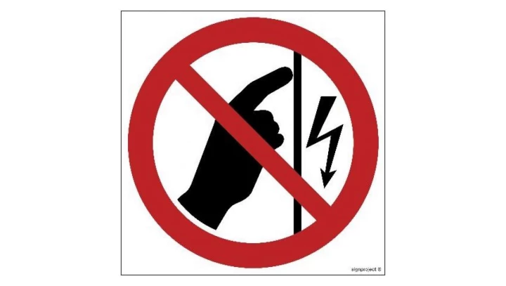 ZNAK - GB031 Nie dotykać urządzenie pod napięciem 20 x 20 cm FN - Folia samoprzylepna