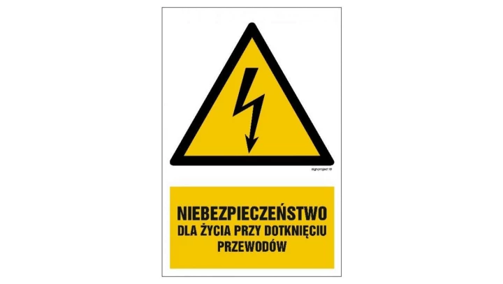 ZNAK - HA007 Niebezpieczeństwo dla życia przy dotknięciu przewodów 50 x 75 cm FN - Folia samoprzylepna
