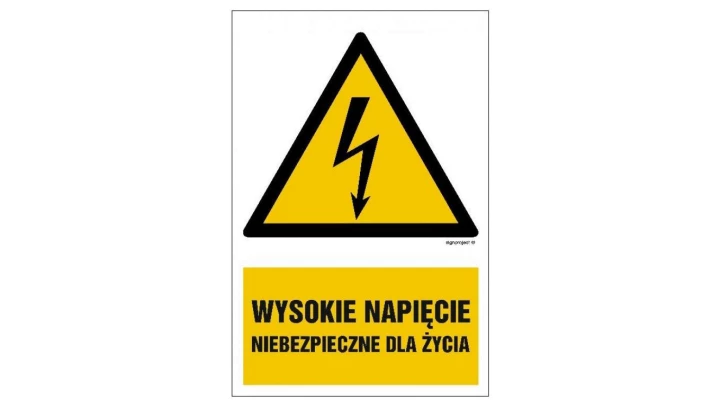 ZNAK - HA004 Wysokie napięcie niebezpieczne dla życia 50 x 75 cm FN - Folia samoprzylepna
