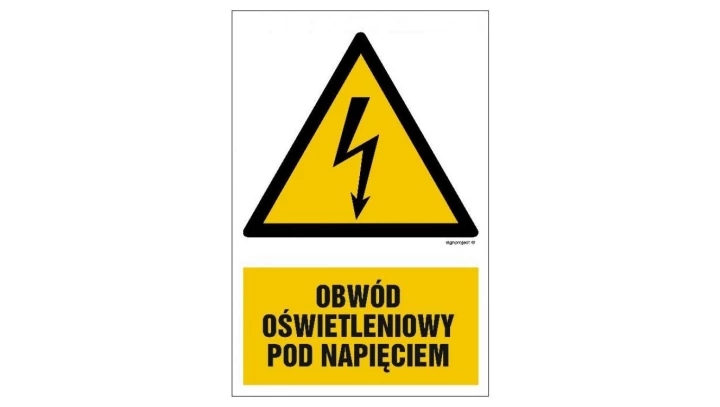 ZNAK - HA009 Obwód oświetleniowy pod napięciem 35 x 52,5 cm FN - Folia samoprzylepna