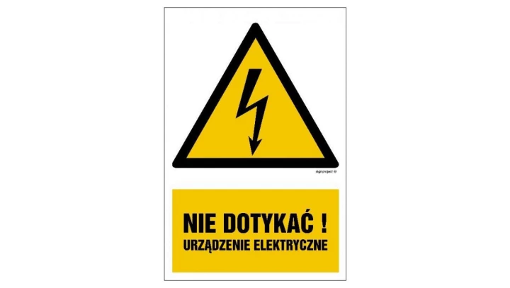 ZNAK - HA001 Nie dotykać! Urządzenie elektryczne 10 x 15 cm PN - Płyta 1mm