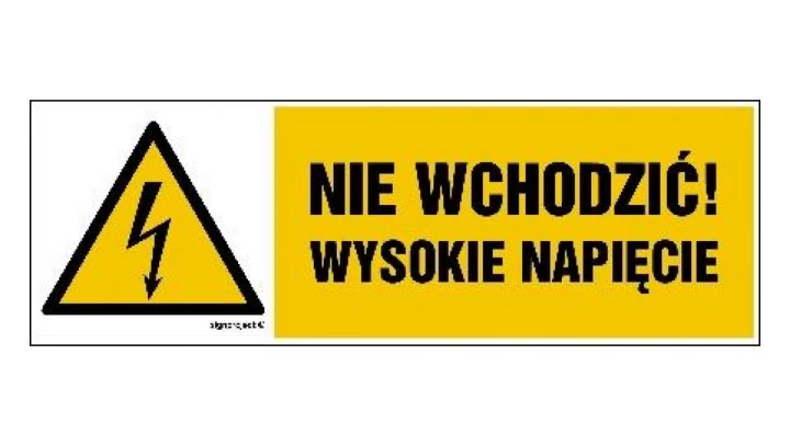 ZNAK - HB024 Nie wchodzić wysokie napięcie 45 x 15 cm FN - Folia samoprzylepna