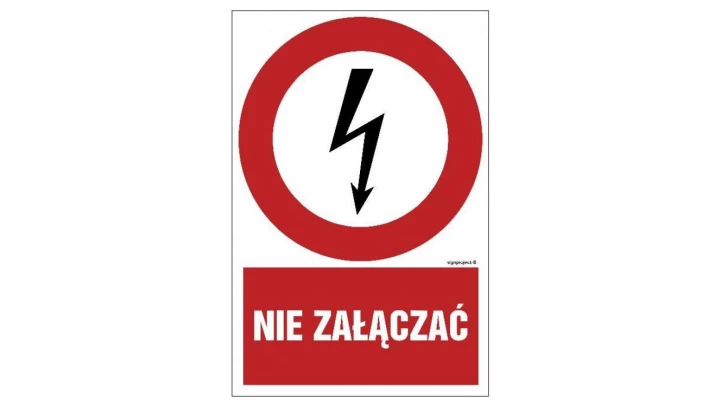 ZNAK - HC003 Nie załączać 10 x 15 cm PN - Płyta 1mm