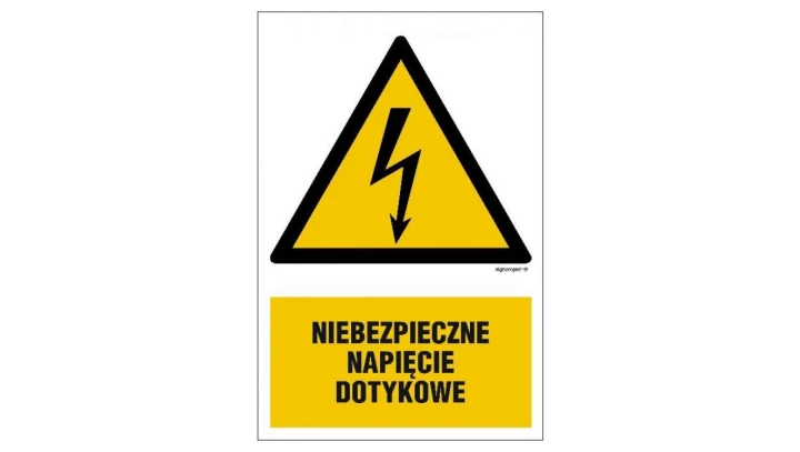 ZNAK - HA015 Niebezpieczne napięcie dotykowe 7,5 x 10 cm FN - Folia samoprzylepna