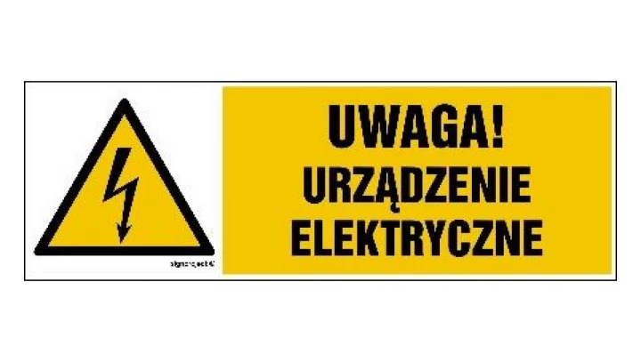 ZNAK - HB019 Uwaga ogrodzenie elektryczne pod napięciem 45 x 15 cm PN - Płyta 1mm