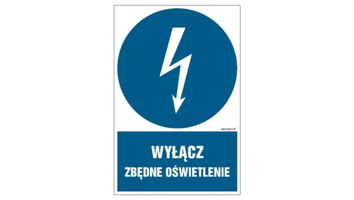 ZNAK - HE022 Wyłącz zbędne oświetlenie 20 x 30 cm FN - Folia samoprzylepna