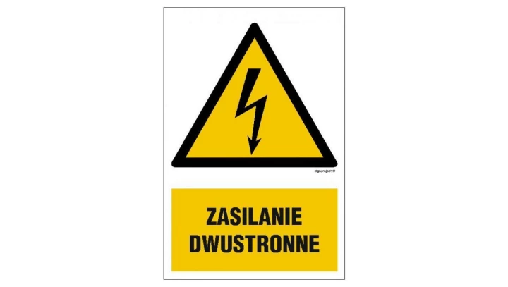 ZNAK - HA017 Zasilanie dwustronne 25 x 37,5 cm FN - Folia samoprzylepna