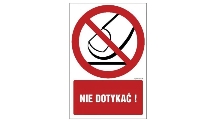 ZNAK - GC051 Nie dotykać 20 x 30 cm FN - Folia samoprzylepna