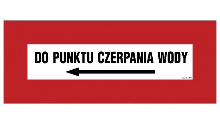 ZNAK - BC120 Do punktu czerpania wody w lewo 36 x 14 cm PS - Płyta 1mm foto.
