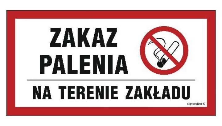 ZNAK - NC009 Zakaz palenia na terenie obiektu 60 x 30 cm PN - Płyta 1mm